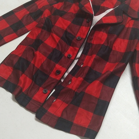 New! Kids' 2pc Button Up Pajama Set Buffalo Check - Cat & Jack™ Red M - Picture 5 of 16